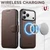 iPhone 18 Pro Max Suteni Q05 -in-1 Multi-function MagSafe Wallet Big Litchi Leather Phone Case - Brown