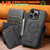 iPhone 18 Pro Max Suteni Q06S2 3-in-1 Detachable Vertical Flip Wallet MagSafe Splicing Leather Phone Case - Black