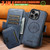iPhone 18 Pro Max Suteni Q06S3 3-in-1 Splicing Detachable Vertical Flip Wallet MagSafe Leather Phone Case - Blue