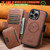 iPhone 18 Pro Max Suteni Q06S3 3-in-1 Splicing Detachable Vertical Flip Wallet MagSafe Leather Phone Case - Brown