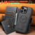 iPhone 18 Pro Max Suteni Q07S1 3-in-1 Detachable Wallet MagSafe Splicing Leather Phone Case - Black