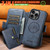 iPhone 18 Pro Max Suteni Q07S1 3-in-1 Detachable Wallet MagSafe Splicing Leather Phone Case - Blue