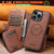 iPhone 18 Pro Max Suteni Q07S2 3-in-1 Detachable Vertical Flip Wallet MagSafe Splicing Leather Phone Case - Brown