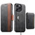 iPhone 18 Pro Max Suteni Q07S3 Left-Right Splicing Cowhide Pattern Flip Side Card Wallet Removable Magnetic Phone Case - Black