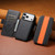 iPhone 18 Pro Max Suteni Q08 2-in-1 Multi-function Magnetic Wallet Big Litchi Vegan Leather Phone Case - Orange