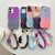 iPhone 18 Pro Max Thickened 3D Leaf Pattern Two-Color Oil-Sprayed TPU Phone Case with Strap - Purple Grey