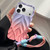 iPhone 18 Pro Max Thickened 3D Leaf Pattern Two-Color Oil-Sprayed TPU Phone Case with Strap - Purple Pink