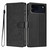 iPhone 18 Pro Max Tree Cat Embossed Flip Vegan Leather Phone Case - Black