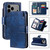 iPhone 18 Pro Max Tri-Fold 9-Card Wallets Leather Phone Case - Blue