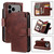 iPhone 18 Pro Max Tri-Fold 9-Card Wallets Leather Phone Case - Brown