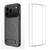 iPhone 18 Pro Max WANLONFENG Kickstand Carbon Fiber Texture Magnetic Phone Case with 2pcs Screen Films - Grey