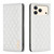iPhone 18 Pro / 17 Pro Diamond Lattice Magnetic Leather Flip Phone Case - White