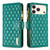 iPhone 18 Pro / 17 Pro Diamond Lattice Zipper Wallet Leather Flip Phone Case - Green