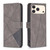 iPhone 18 Pro / 17 Pro Magnetic Buckle Rhombus Texture Leather Phone Case - Grey