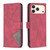 iPhone 18 Pro / 17 Pro Magnetic Buckle Rhombus Texture Leather Phone Case - Red