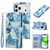 iPhone 18 Pro / 17 Pro Marble Bronzing Stitching Leather Phone Case - Blue