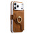 iPhone 18 Pro / 17 Pro Precision Hole Silver-Edged Ring RFID Blocking Zipper Wallet Magnetic Vegan Leather Phone Case - Brown