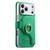 iPhone 18 Pro / 17 Pro Precision Hole Silver-Edged Ring RFID Blocking Zipper Wallet Magnetic Vegan Leather Phone Case - Green