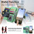 iPhone 18 Pro / 17 Pro Precision Hole Silver-Edged Ring RFID Blocking Zipper Wallet Magnetic Vegan Leather Phone Case - Green