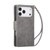 iPhone 18 Pro / 17 Pro Rivet Buckle 9 Cards Three Fold Leather Phone Case - Grey