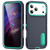 iPhone 18 Pro / 17 Pro Rugged PC + Silicone Phone Case with Holder - Dark Blue+Light Green