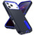 iPhone 18 Pro / 17 Pro Rugged PC + Silicone Phone Case with Holder - Dark Blue+Royal Blue