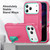 iPhone 18 Pro / 17 Pro Rugged PC + Silicone Phone Case with Holder - Rose Red+Light Green
