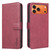 iPhone 18 Pro / 17 Pro Solid Color Calfskin Texture RFID Vegan Leather Phone Case - Red