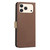 iPhone 18 Pro / 17 Pro Splicing Color Hollow Flower Pattern RFID Leather Phone Case - Brown