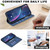 iPhone 18 Pro / 17 Pro Splicing Color Hollow Flower Pattern RFID Leather Phone Case - Dark Blue