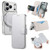 iPhone 18 Pro / 17 Pro Splitable Electroplated MagSafe RFID Anti-theft Leather Phone Case with Lens Film - Silver