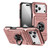 iPhone 18 Pro / 17 Pro TPU+PC Shockproof Card Phone Case with Metal Ring Holder - Rose Gold