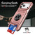 iPhone 18 Pro / 17 Pro TPU+PC Shockproof Card Phone Case with Metal Ring Holder - Rose Gold