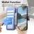 iPhone 18 Pro / 17 Pro Twill Fabric MagSafe RFID Anti-theft Zipper Wallet Leather Phone Case - Dark Blue