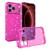iPhone 18 Pro Air-cushioned Corners Shockproof IMD Glitter Phone Case - Rose Red
