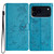 iPhone 18 Pro Butterflies and Flowers Leather Phone Case - Blue