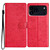 iPhone 18 Pro Butterflies and Flowers Leather Phone Case - Red
