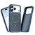 iPhone 18 Pro Carbon Fiber Texture Vegan Leather Magnetic Phone Case - Blue
