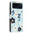 iPhone 18 Pro Colorful Painting Vegan Leather Phone Case with Lanyard - Blue Background Flower