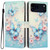 iPhone 18 Pro Colorful Painting Vegan Leather Phone Case with Lanyard - Blue Butterflies