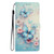 iPhone 18 Pro Colorful Painting Vegan Leather Phone Case with Lanyard - Blue Butterflies