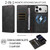 iPhone 18 Pro Cowhide Leather Texture RFID Detachable 2 in 1 Magnetic Vegan Leather Phone Case - Black