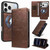 iPhone 18 Pro Cowhide Leather Texture RFID Detachable 2 in 1 Magnetic Vegan Leather Phone Case - Brown