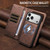 iPhone 18 Pro Cowhide Leather Texture RFID Detachable 2 in 1 Magnetic Vegan Leather Phone Case - Brown