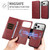iPhone 18 Pro Cowhide Leather Texture RFID Detachable 2 in 1 Magnetic Vegan Leather Phone Case - Red