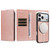 iPhone 18 Pro Cowhide Leather Texture RFID Detachable 2 in 1 Magnetic Vegan Leather Phone Case - Rose Gold