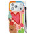iPhone 18 Pro Crystal-Texture Painted Vegan Leather Phone Case - Rainbow Sweetheart