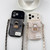 iPhone 18 Pro Denim Patterned Rabbit Card Bag Phone Case with Crossbody Chain - Apricot