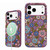 iPhone 18 Pro Denior Vintage Boho Embroidery Style Magnetic Protective Phone Case - Purple