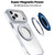 iPhone 18 Pro Dual Color Clear 360 Degree Rotation Holder Magnetic Phone Case - White